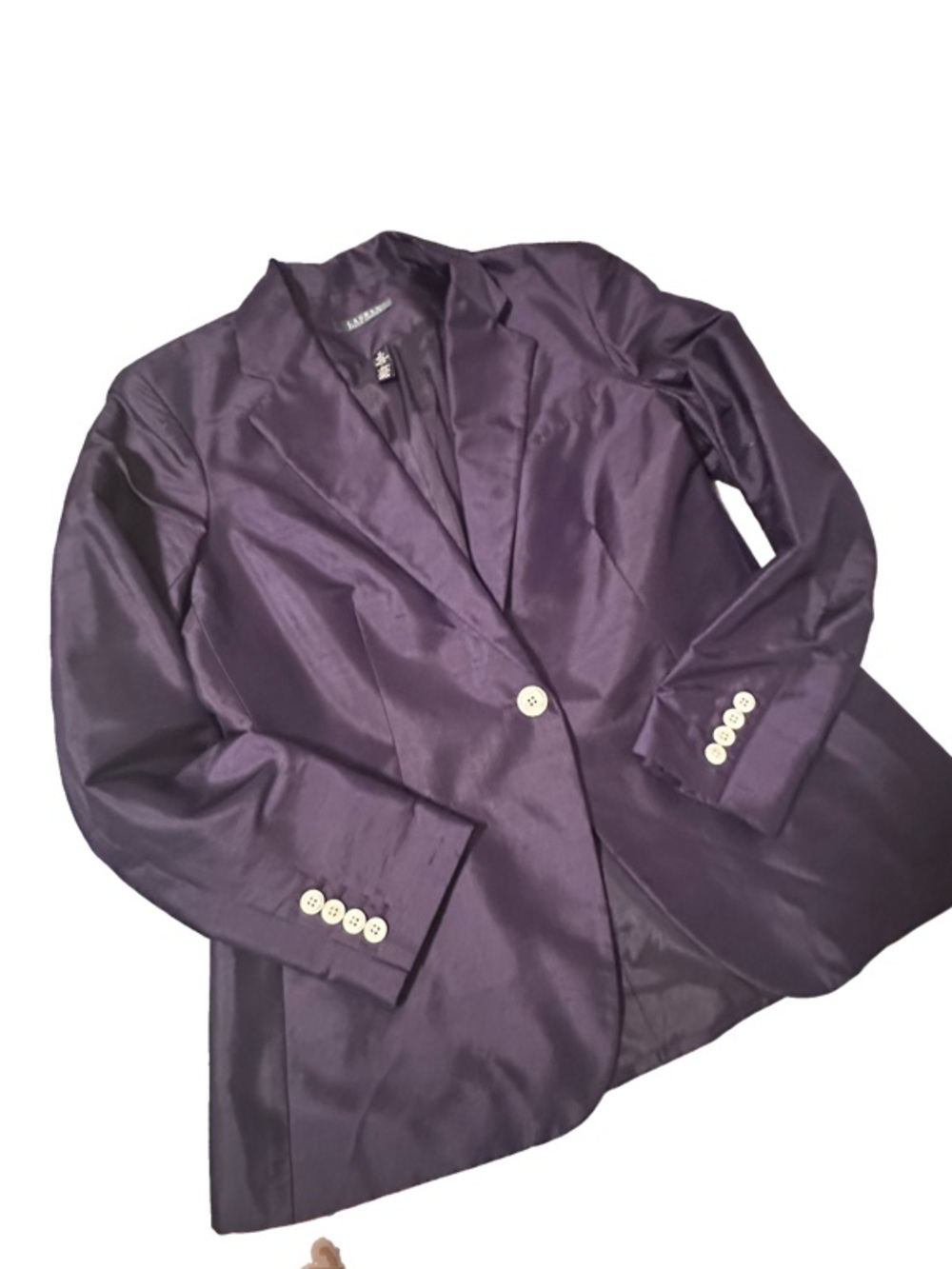 Vintage 1990's Lauren Ralph Lauren Navy Blue Silk Classic Quiet Luxury Blazer